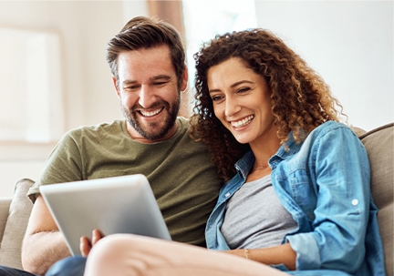Couple using computer